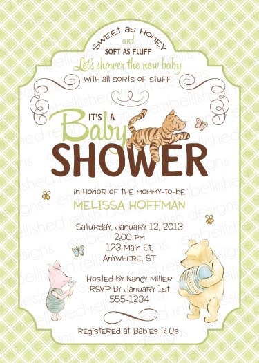 pooh baby shower invitations