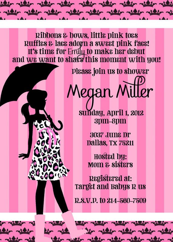 pink cheap baby shower invitation for girl