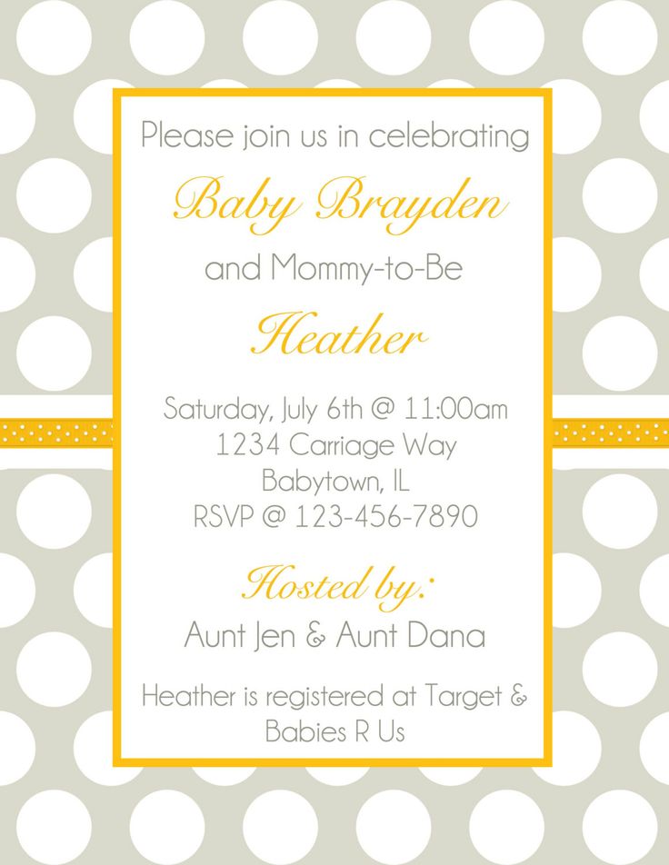 simple yellow and gray baby shower invitations