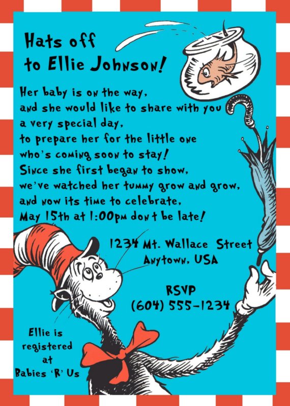 Cat In The Hat Baby Shower Invitations FREE Printable Baby Shower 