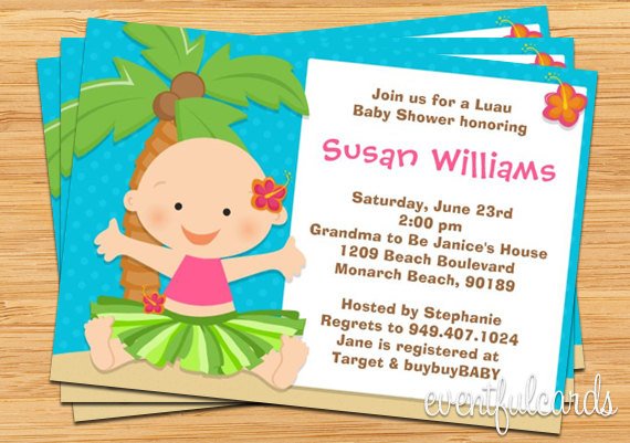 hawaiian themed baby shower invitations