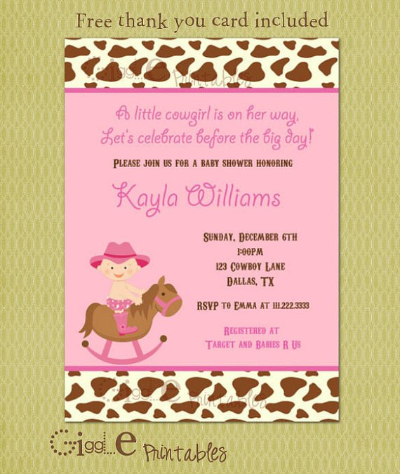 cowboy make your own baby shower invitations