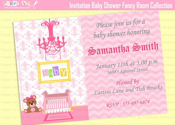 pink fancy baby shower invitations