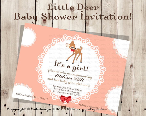 wooden deer baby shower invitations