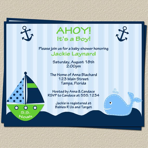 boat nautical baby shower invites