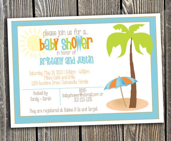 fun beach baby shower invitations