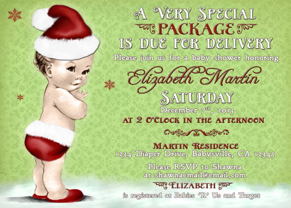 baby christmas baby shower invitations