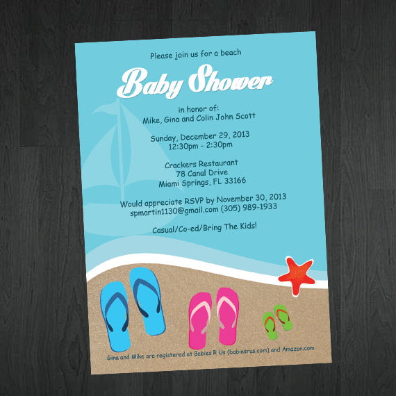 sandals beach themed baby shower invitations