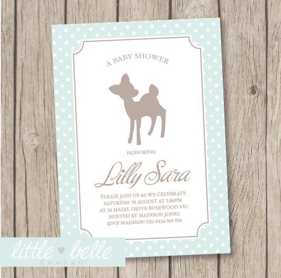 blue deer baby shower invitations