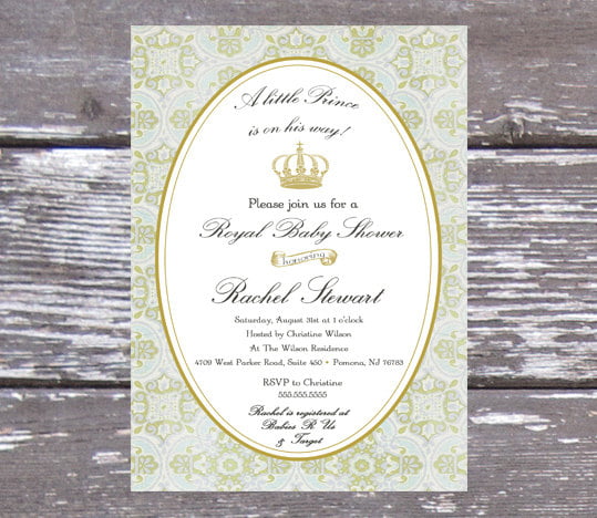 vintage royal prince baby shower invitations