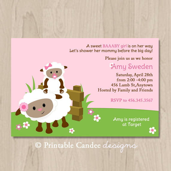 cute lamb baby shower invitations