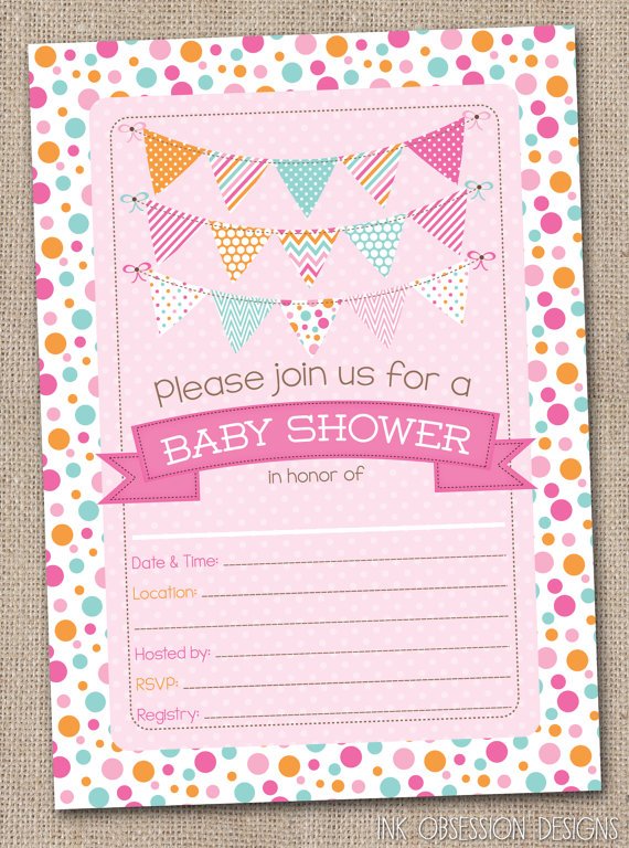 pennants fill in baby shower invitations