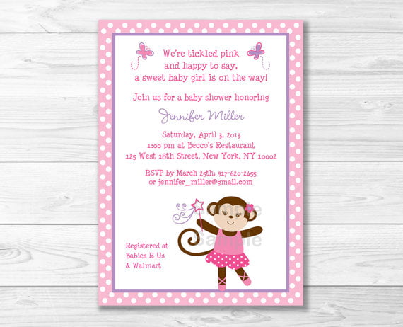 cute free printable monkey baby shower invitations