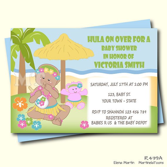 straw luau baby shower invitations
