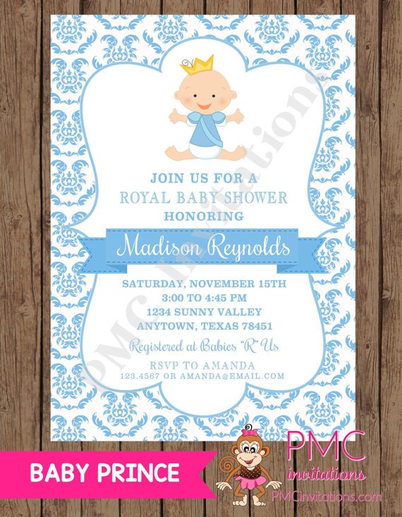 baby royal prince baby showe invitations