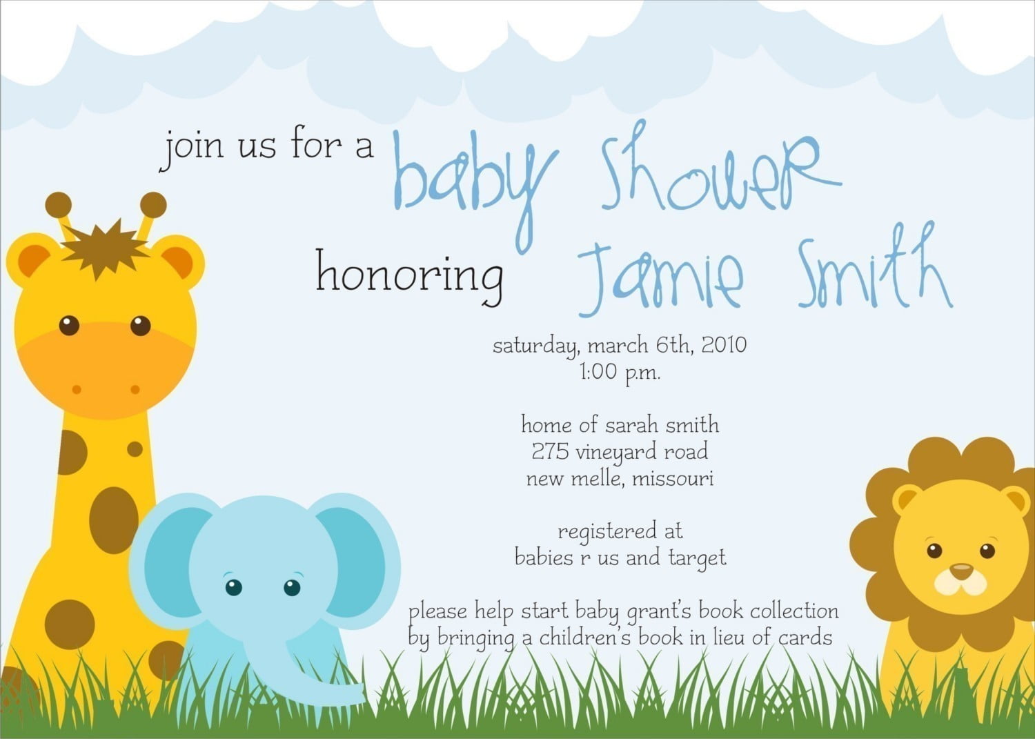 elephant safari themed baby shower invitations