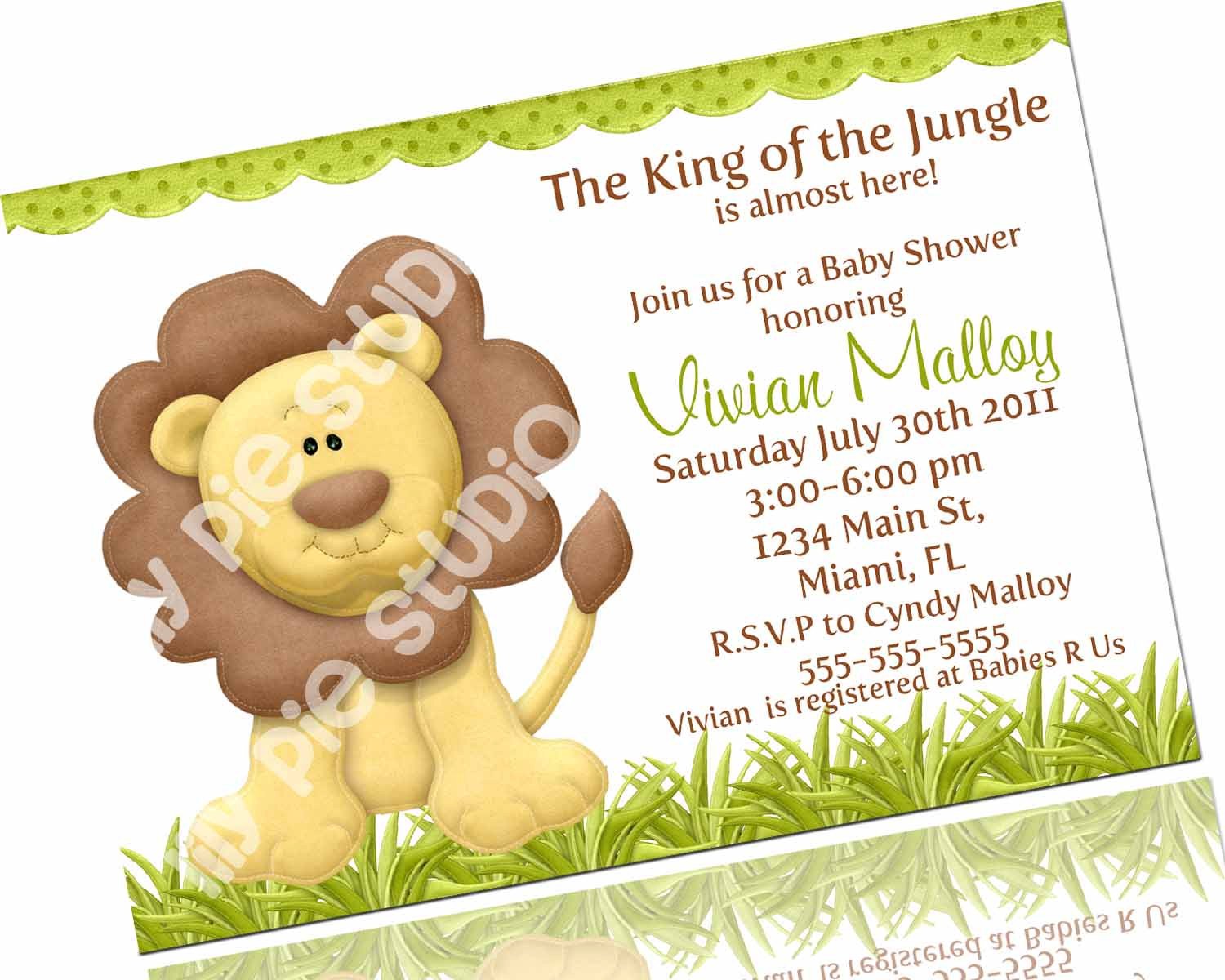 lion safari themed baby shower invitations