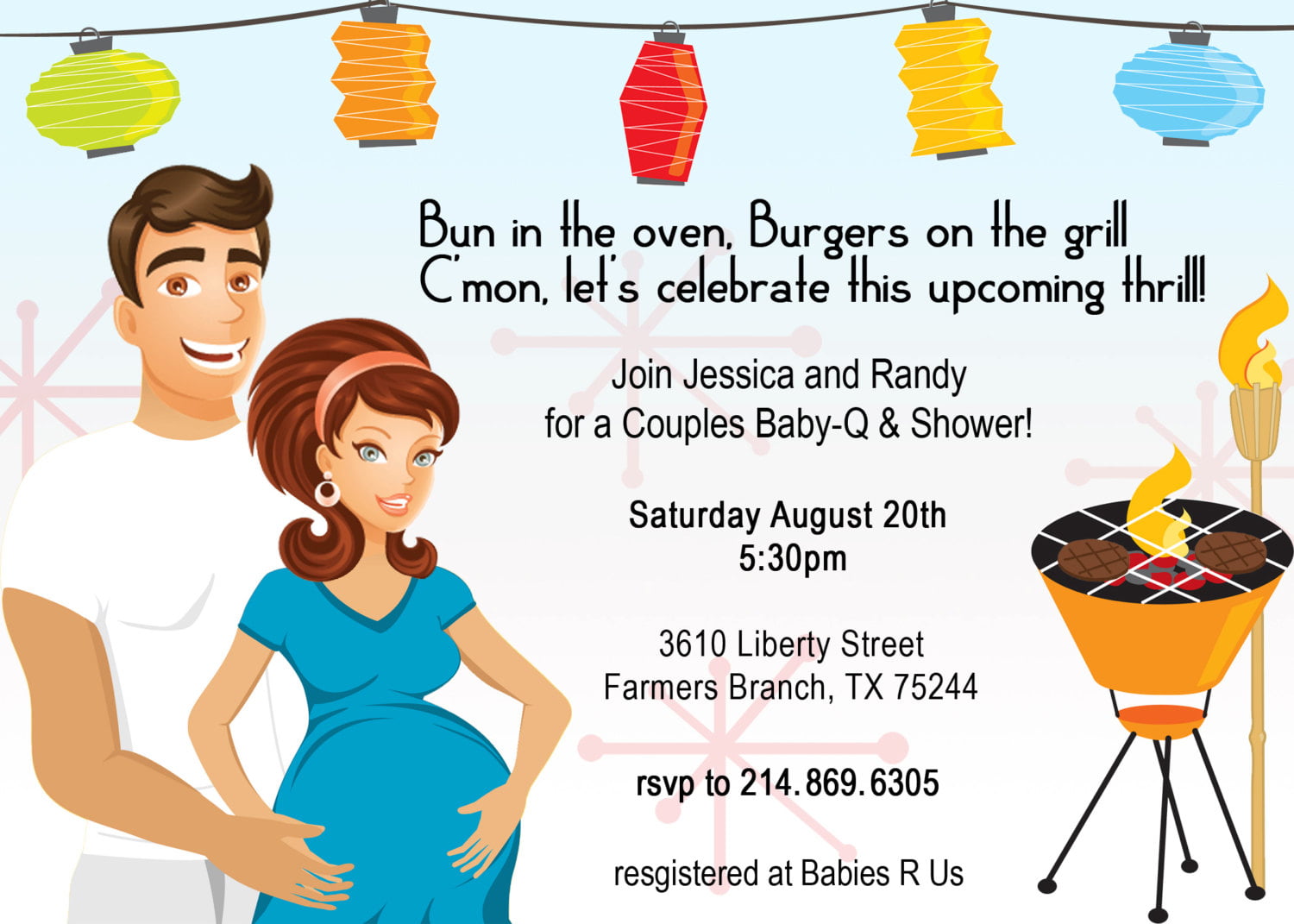 backyard couples baby shower invitations wording