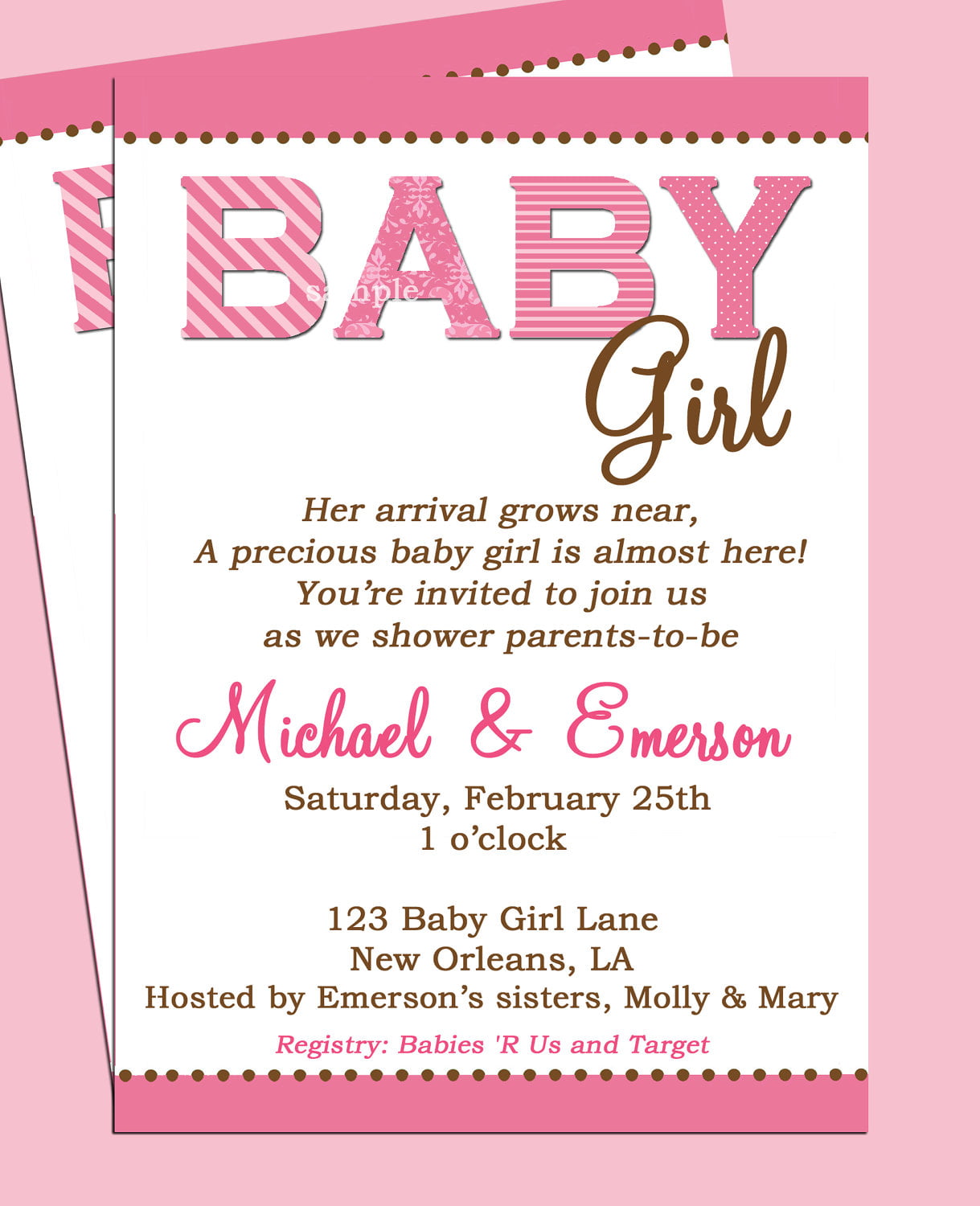 Baby Shower Invitation Wording For A Girl FREE Printable Baby Shower