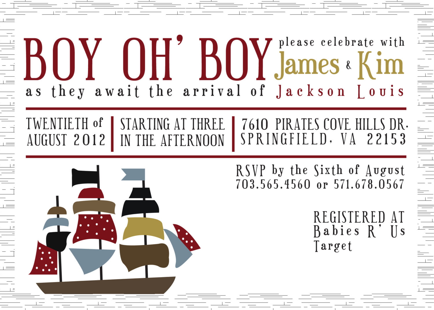 ship pirate baby shower invitatons