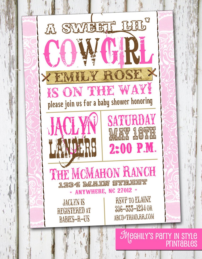 cowgirl how to fill out a baby shower invitations