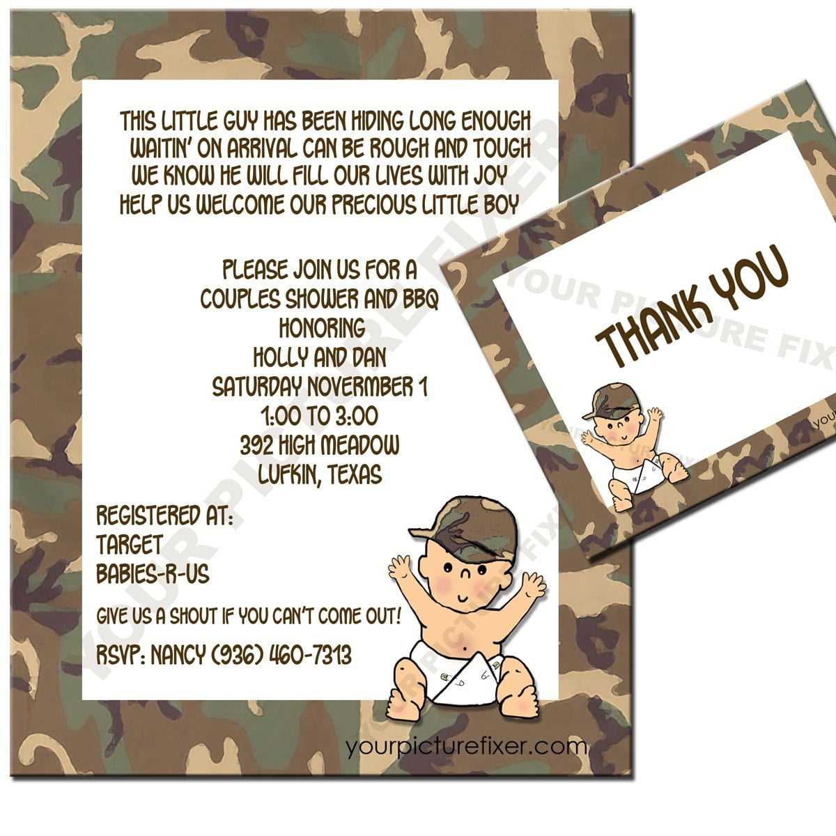 camouflage baby shower invitations