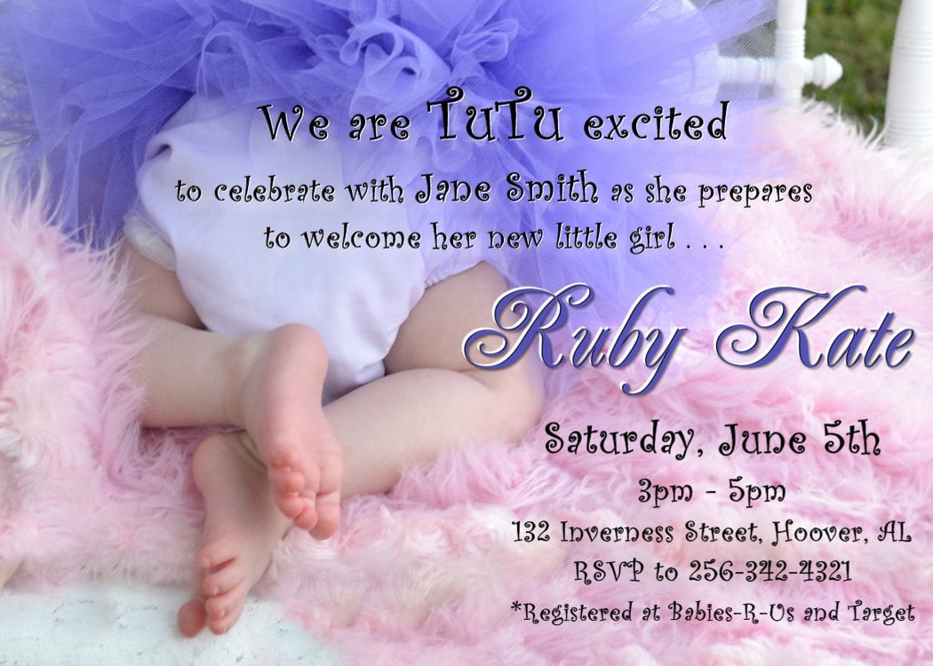 photo lavender baby shower invitations