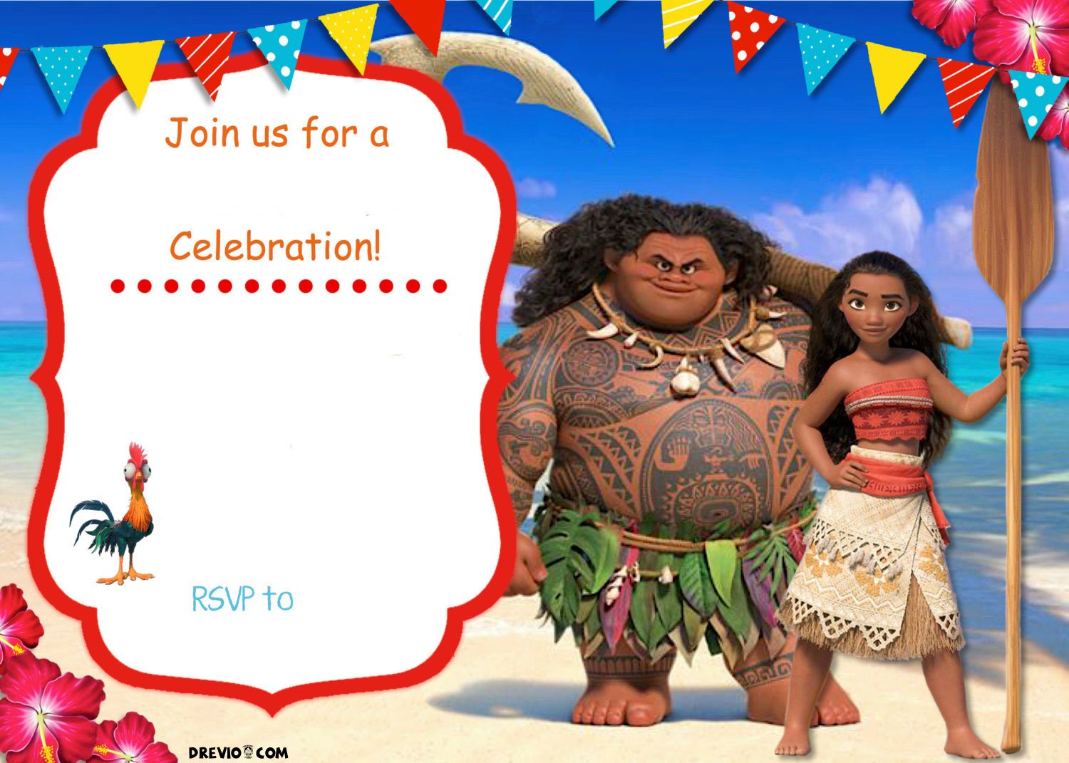 moana baby shower invitation