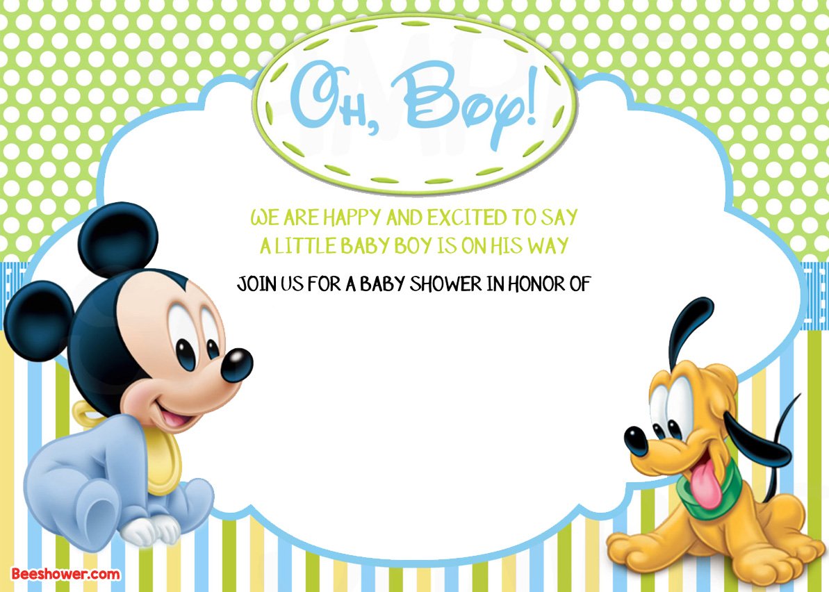 Mickey Mouse Baby Shower Invitation Template Free