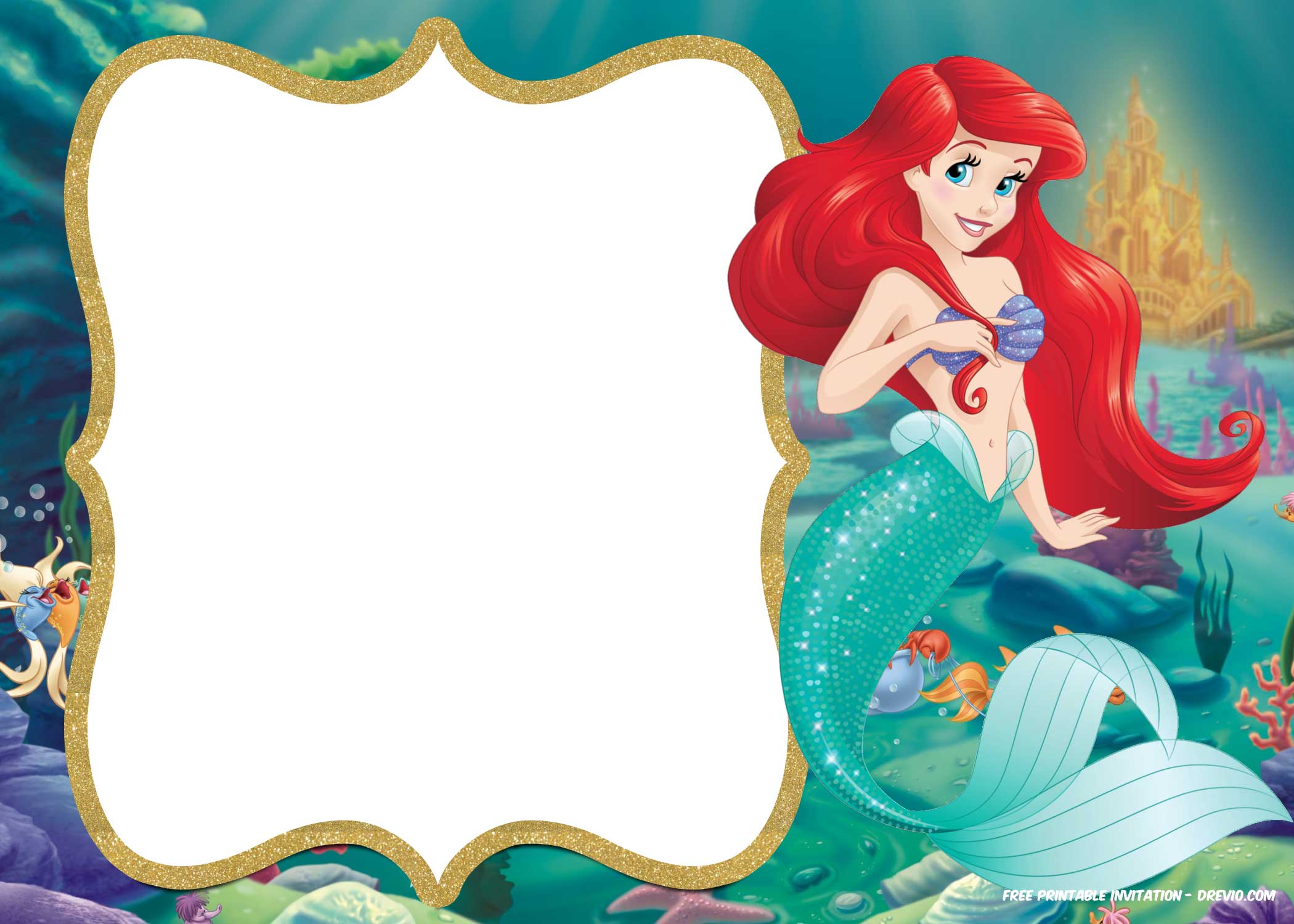 Children Invitations Templates Free Little Mermaid 4