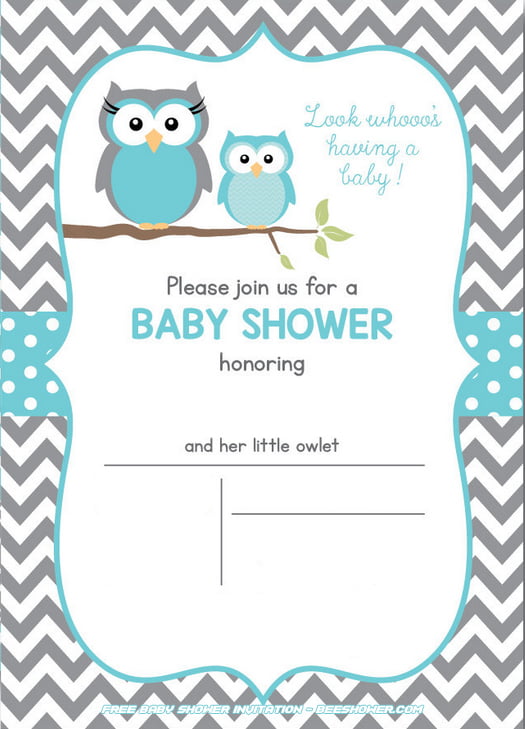 free printable owl baby shower invitations