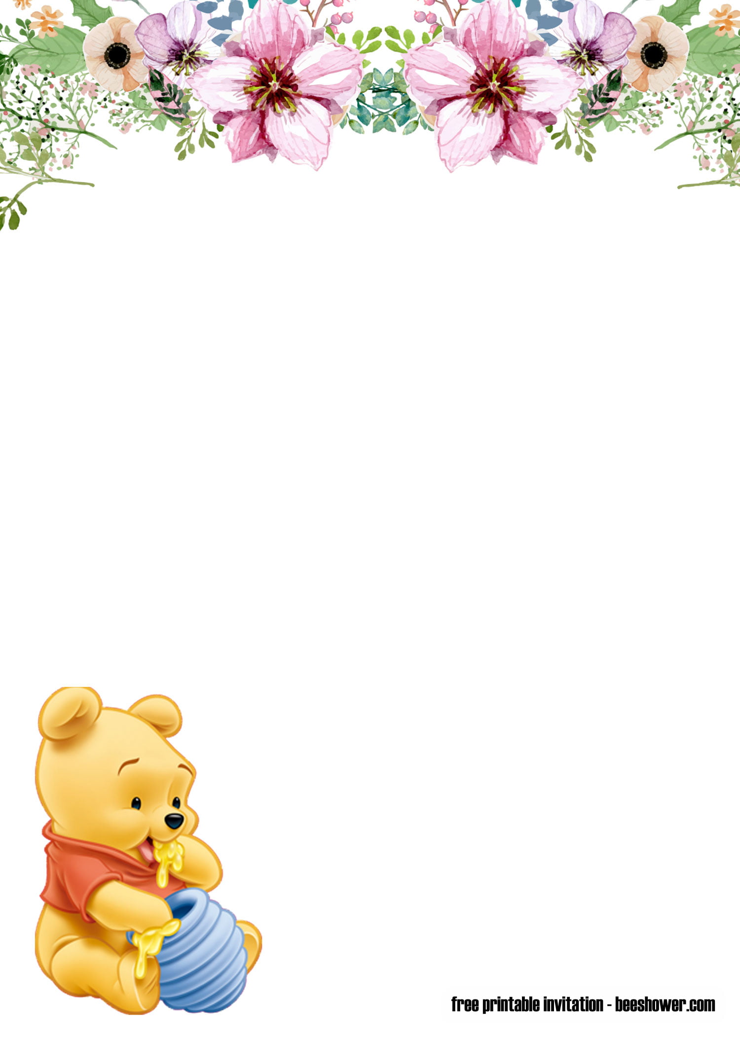 free classic winnie the pooh baby shower invitations  free