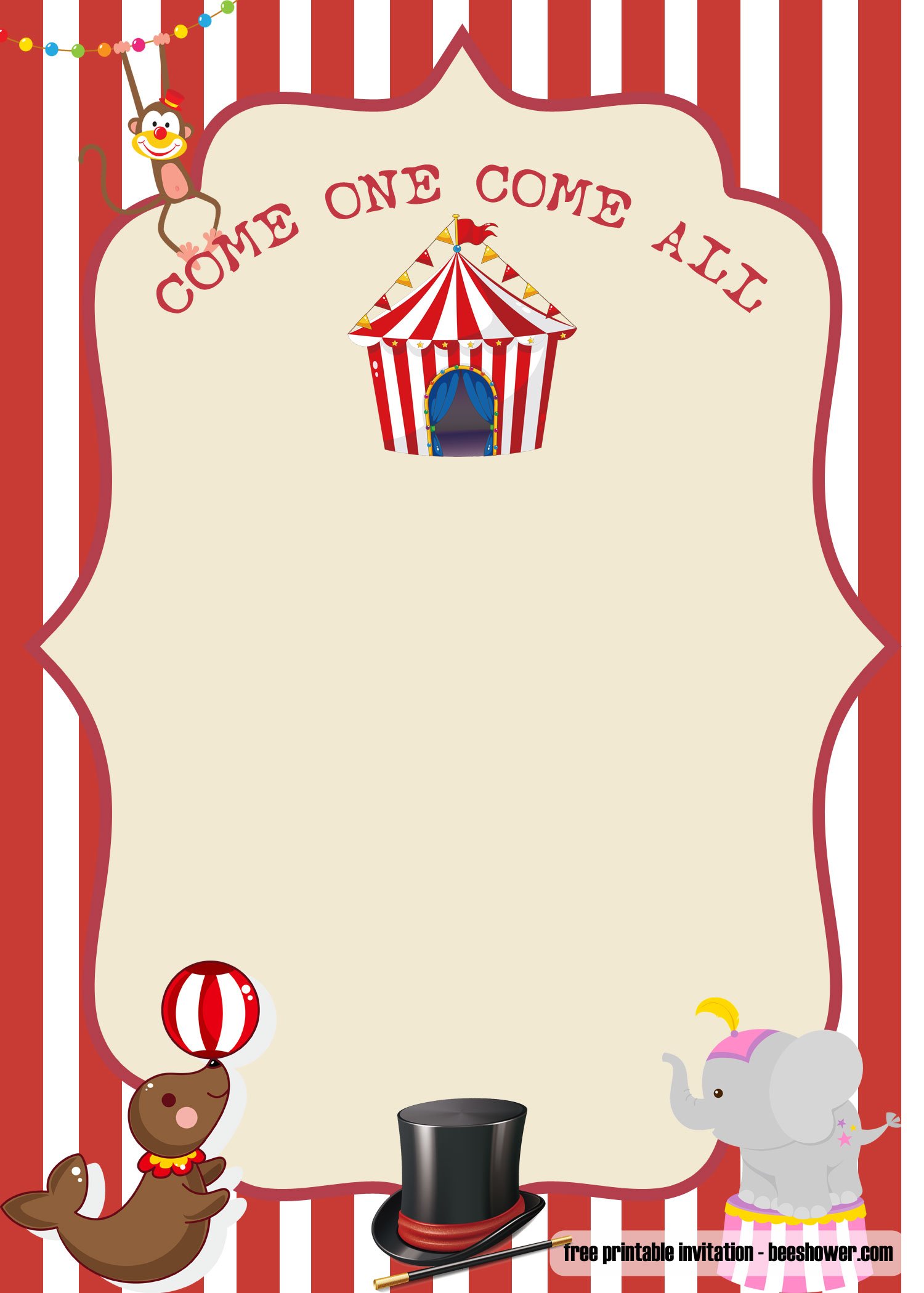 circus themed baby shower invitations