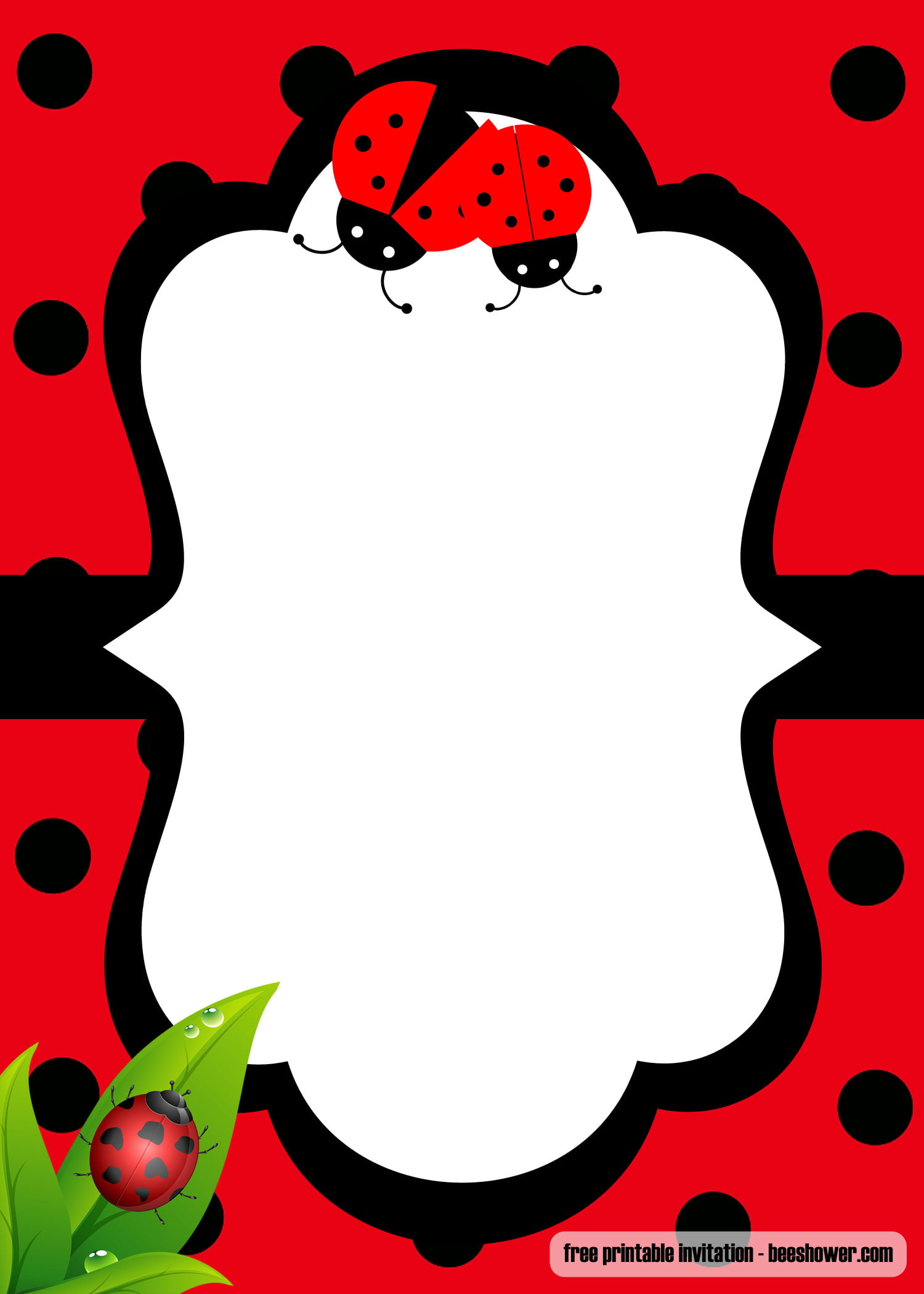 FREE Printable Ladybug Baby Shower Invitations Templates FREE 