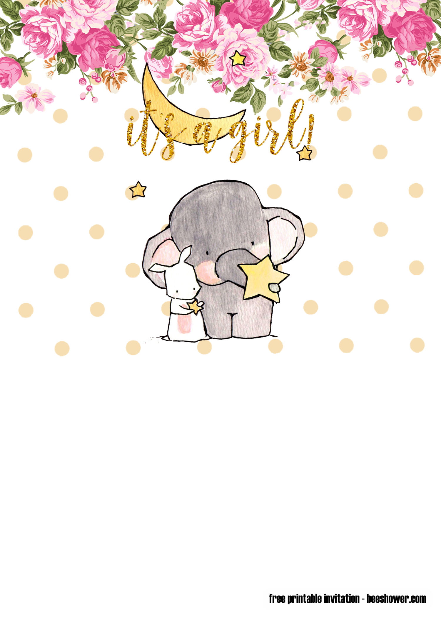 free elephant baby shower invitations