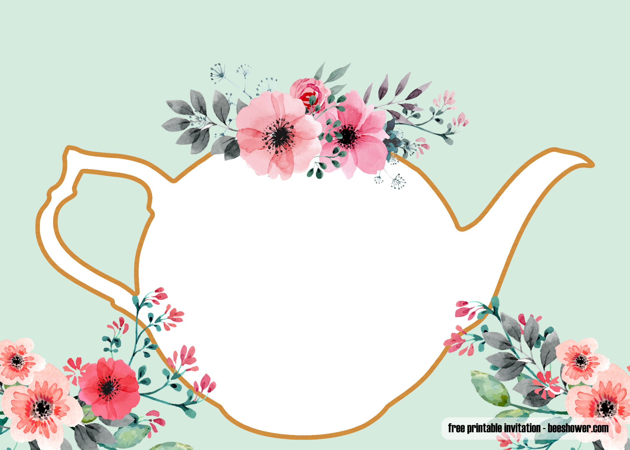 Free Printable Baby Shower Tea Party Invitations