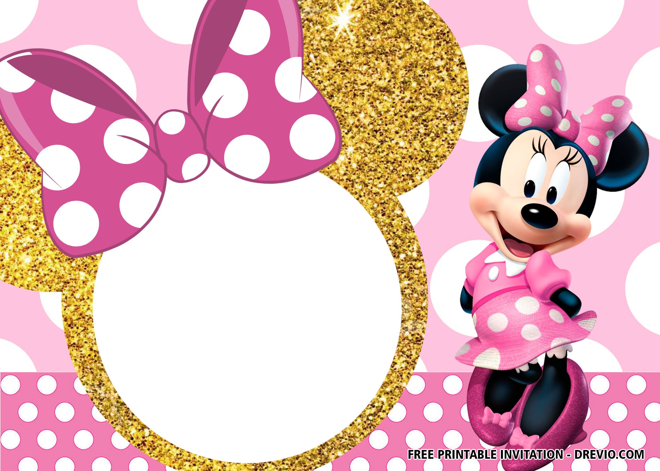 FREE Pink And Gold Minnie Mouse Invitation Templates FREE Printable Baby Shower Invitations 