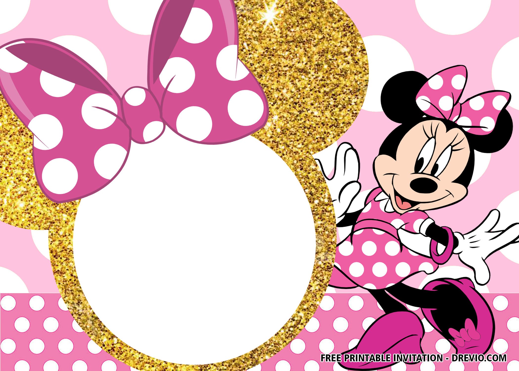 FREE Pink And Gold Minnie Mouse Invitation Templates FREE Printable Baby Shower Invitations