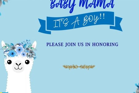 llama baby shower evite