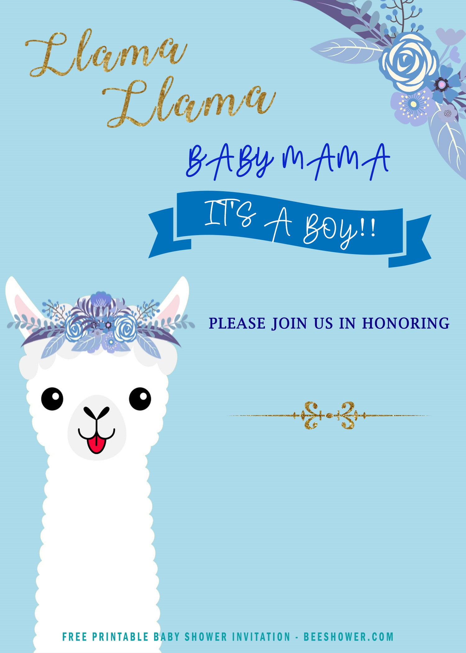 llama baby shower evite