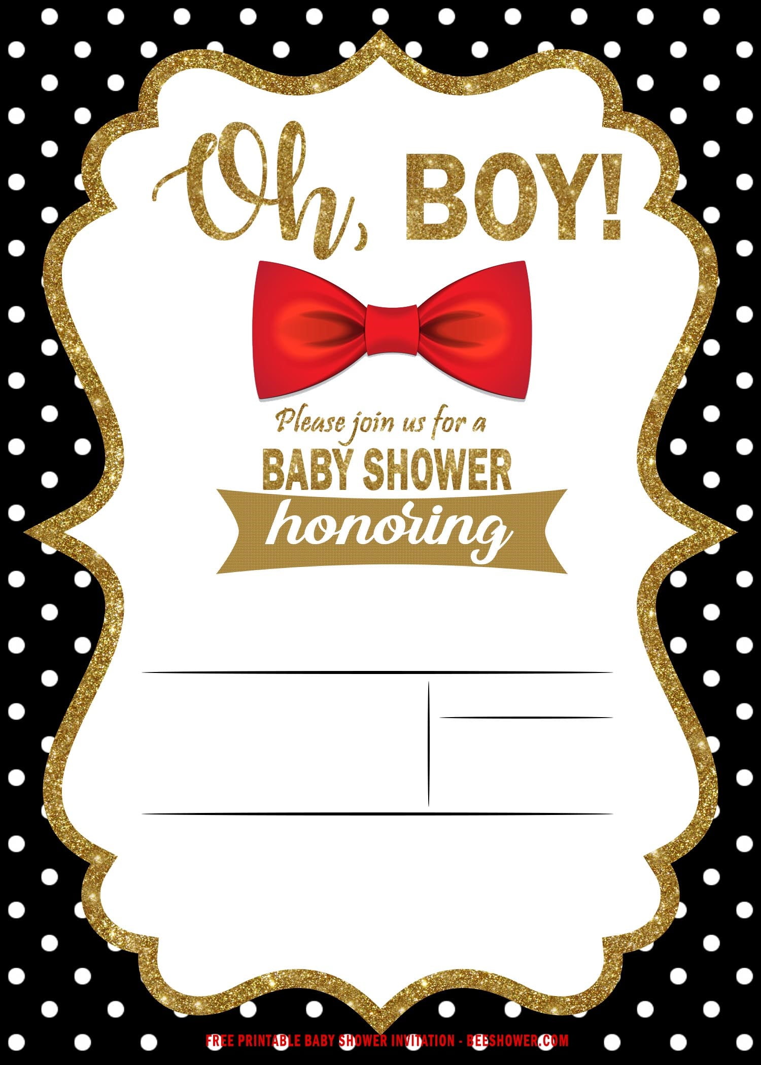 FREE Printable Bow Tie Baby Shower Invitation Templates FREE