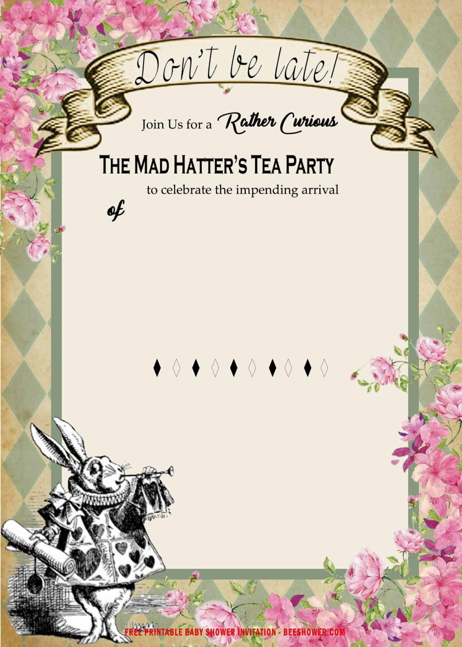 mad hatter baby shower invitations