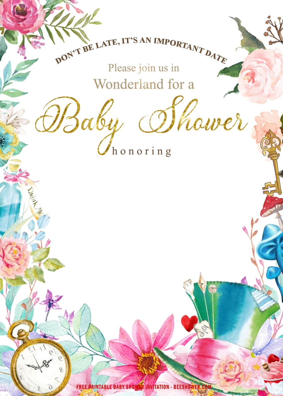 alice in wonderland baby shower invitations