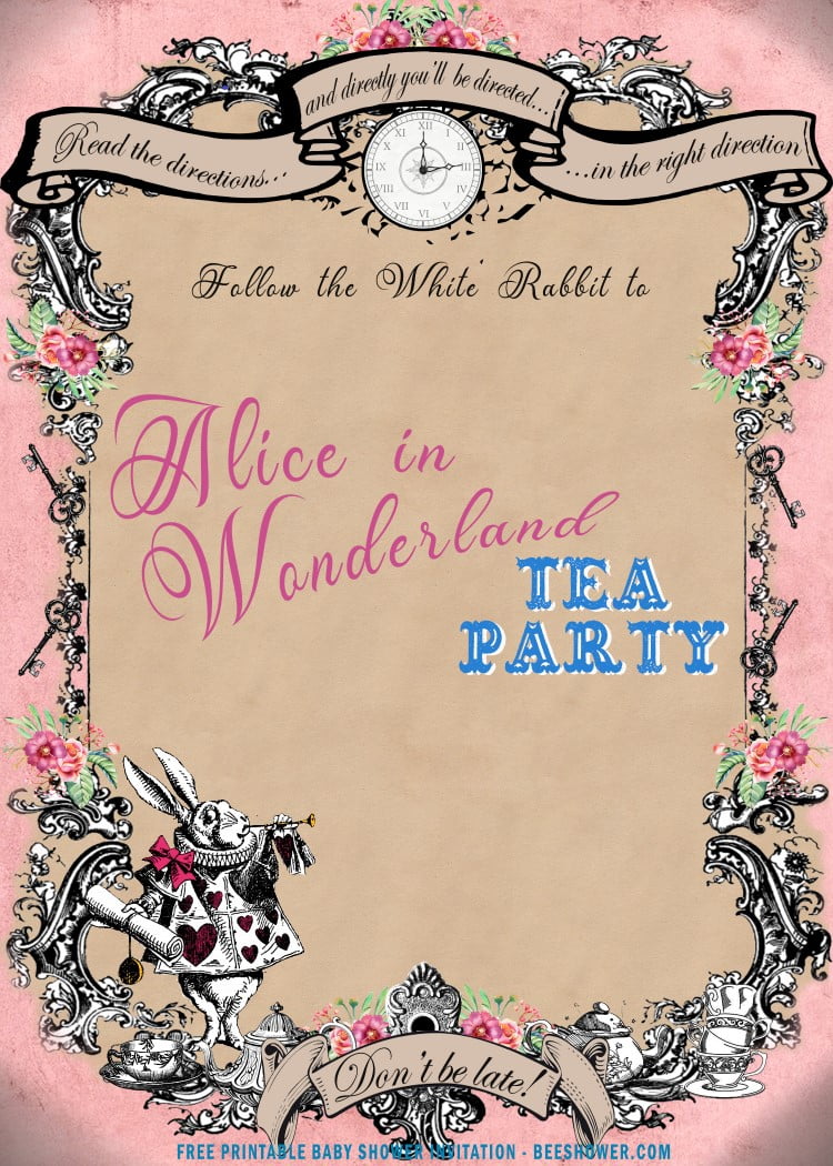 Free Printable Alice Tea Party Baby Shower Invitation Templates Free Printable Baby Shower Invitations Templates