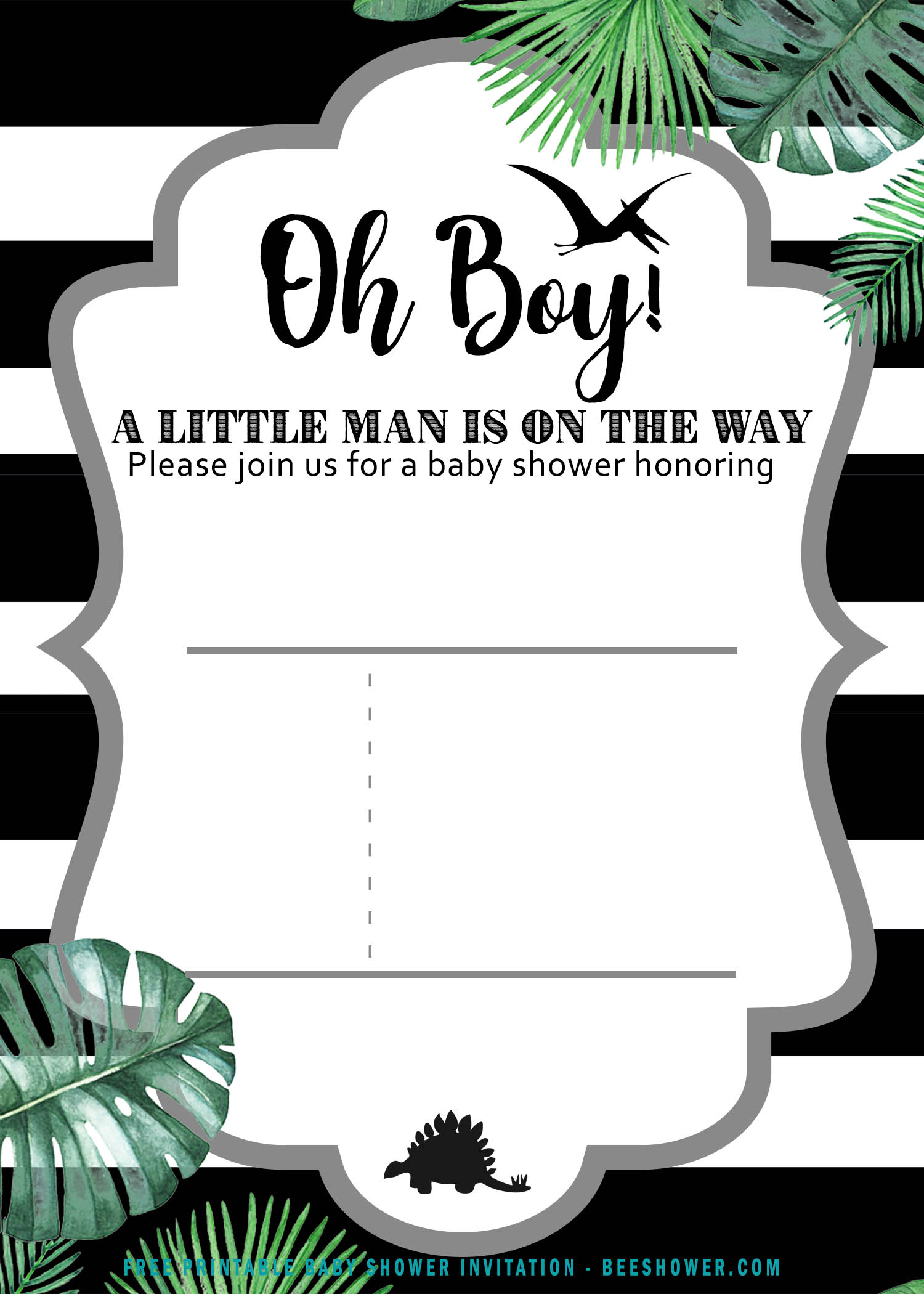 free printable dinosaur baby shower invitations