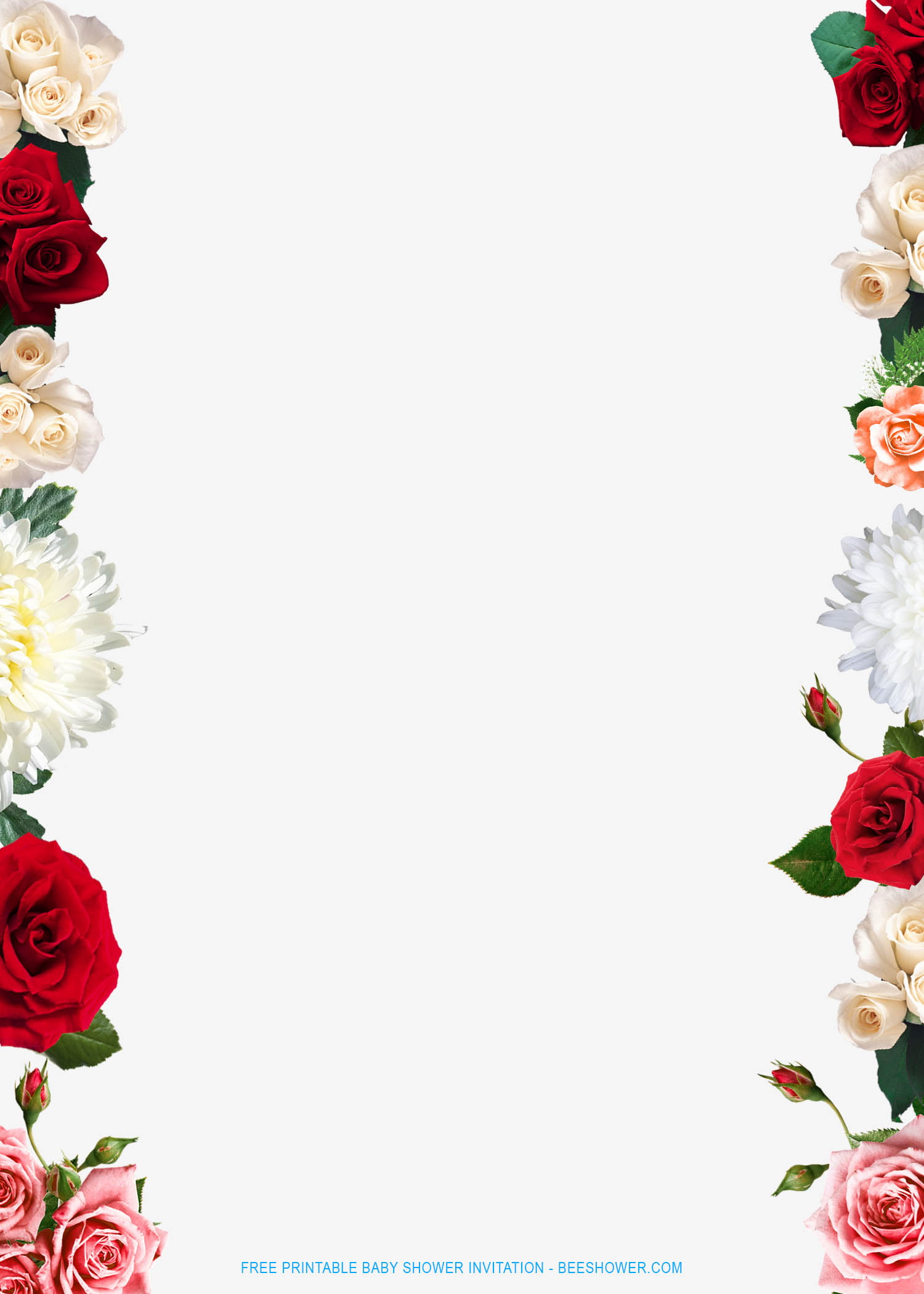 FREE Printable Floral Border Wedding Invitation Templates FREE Printable Baby Shower