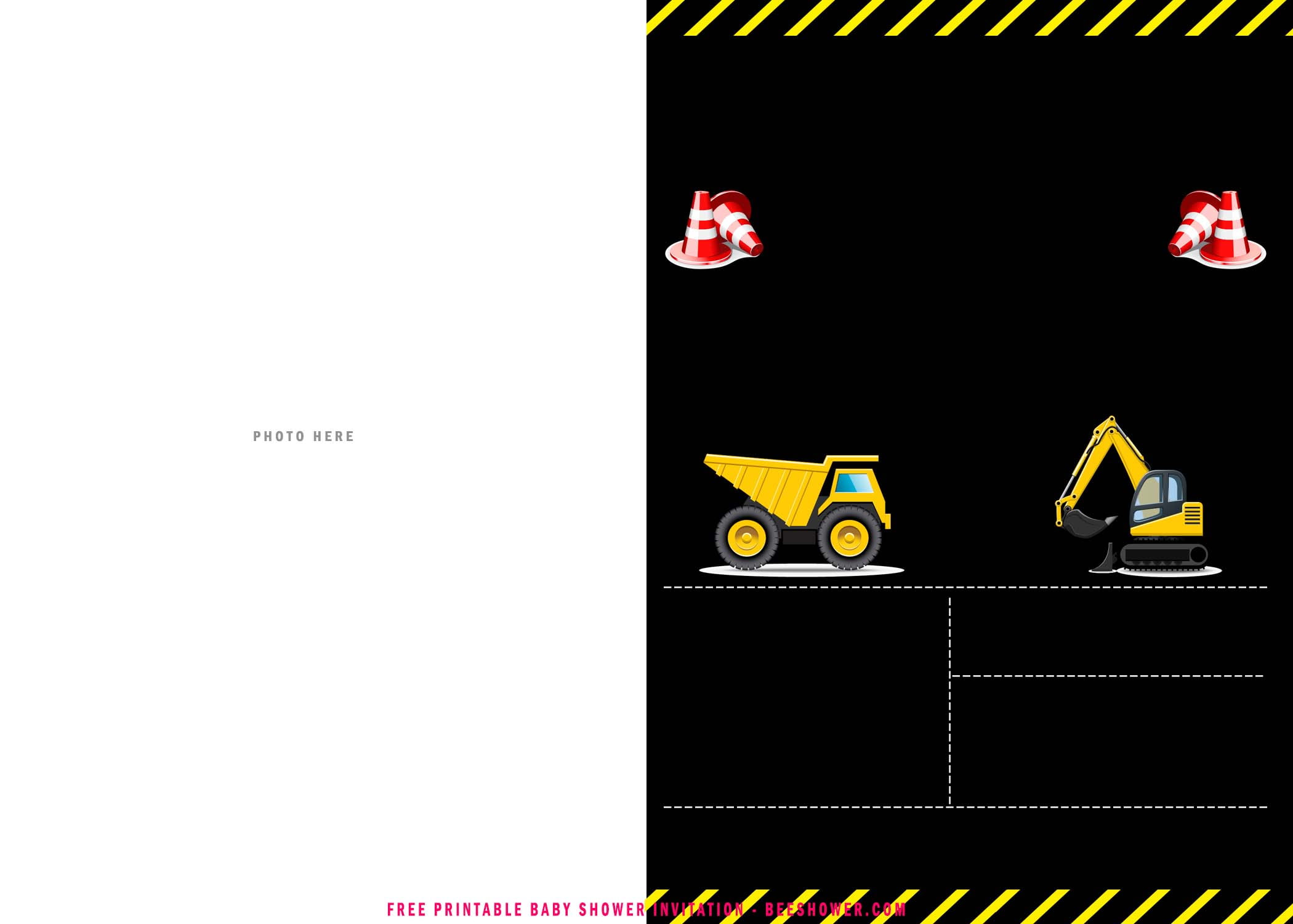 construction theme baby shower invitations