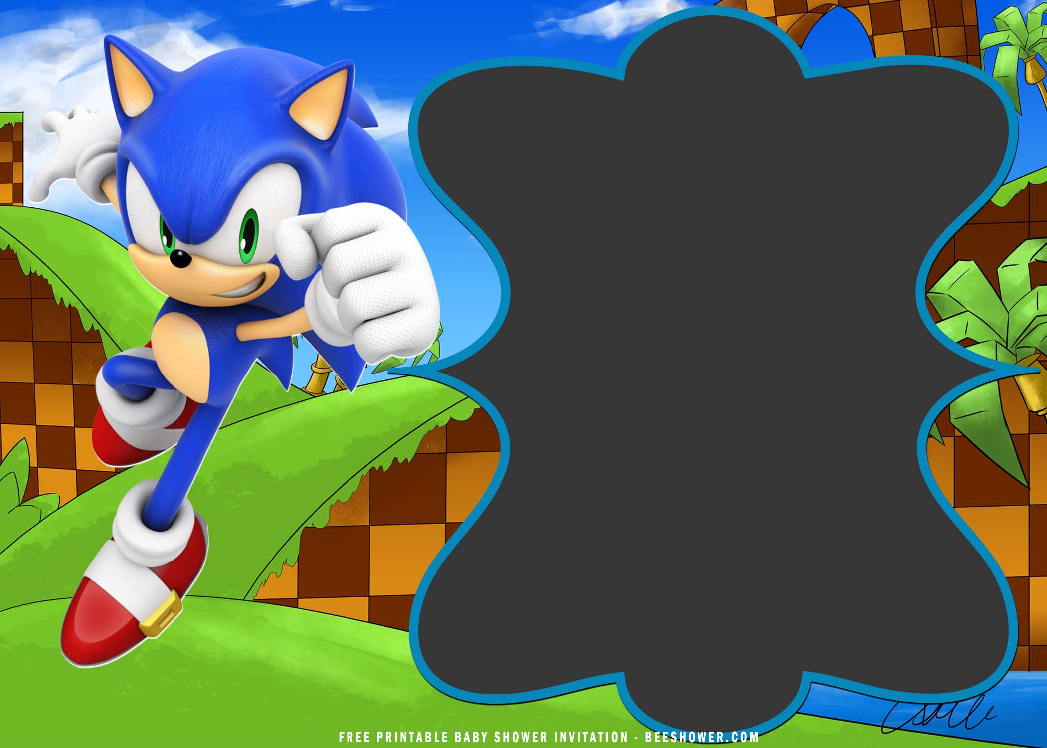  FREE Printable Sonic The Hedgehog Baby Shower Invitation Templates FREE Printable Baby