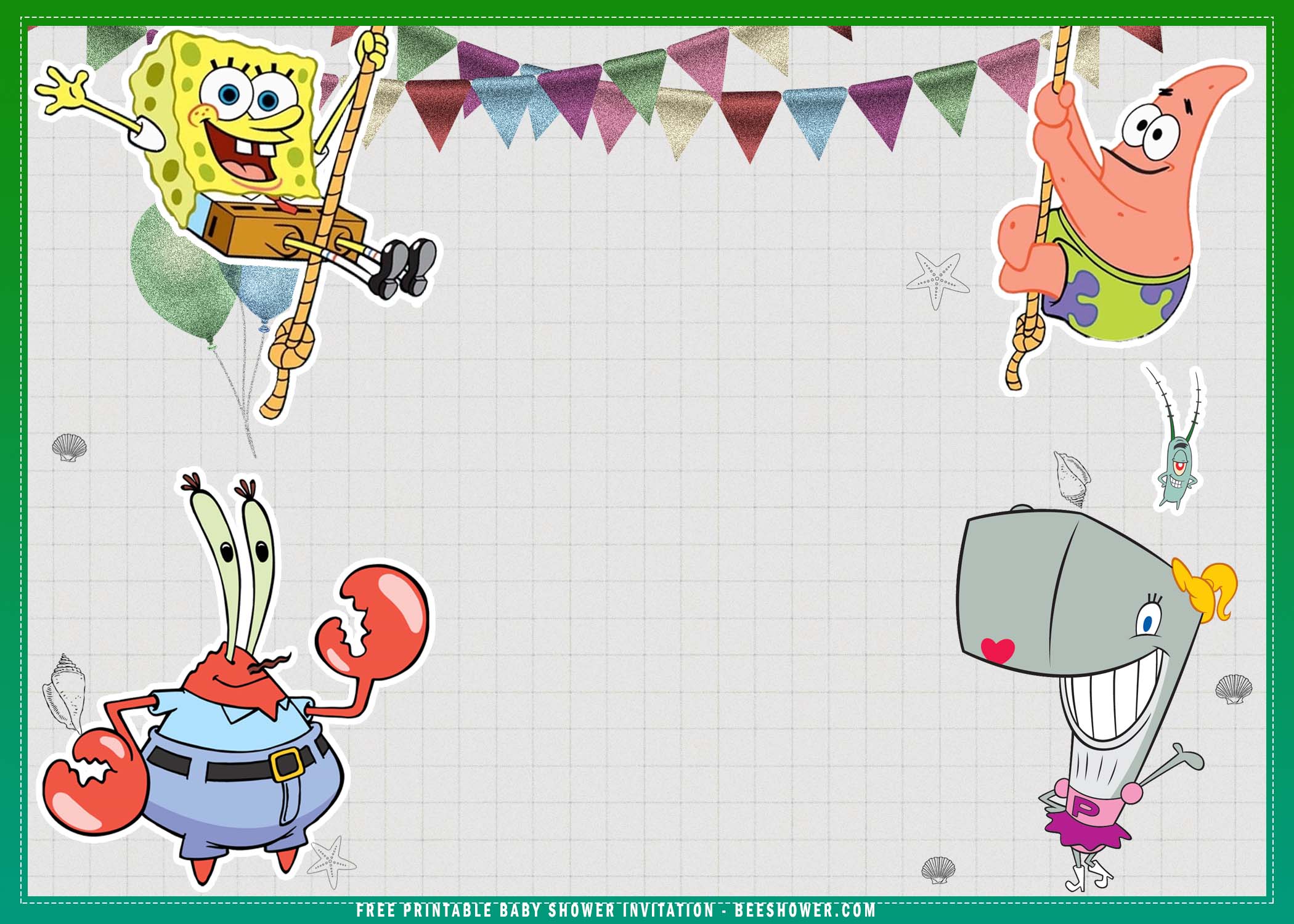 Free Printable Spongebob Squarepants Baby Shower Invitation