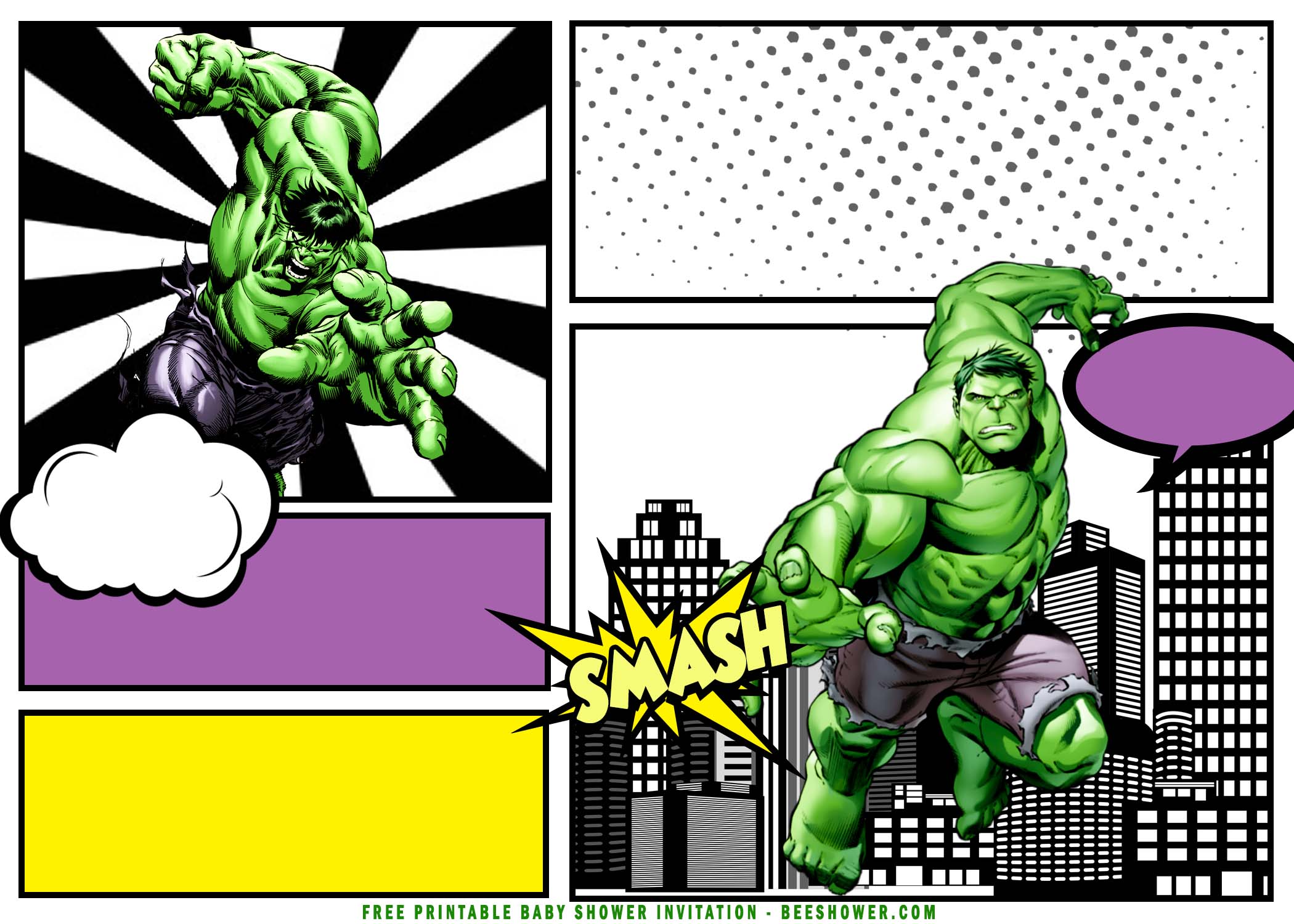(FREE Printable) The Incredible Baby Hulk Baby Shower Invitation